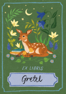 Deer bookplate sticker